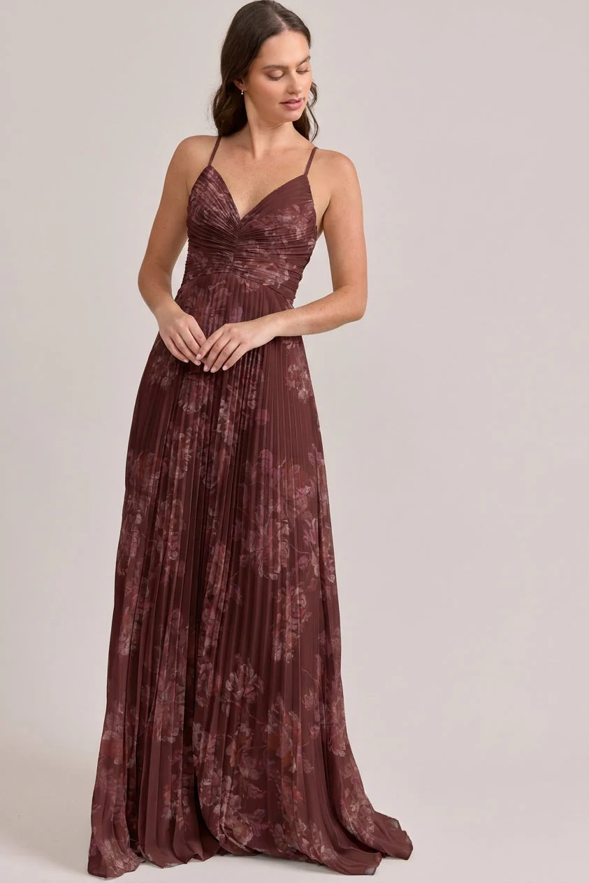 Vivian Chiffon Pleated Floral Print Dress | Made To Order - Image 53
