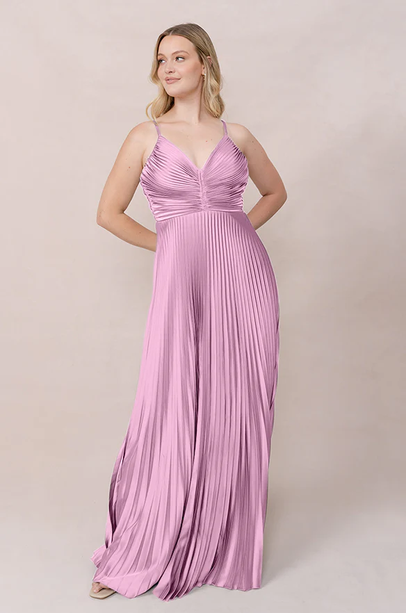 Vivian Satin Pleated Dress | Made To Order - Image 107