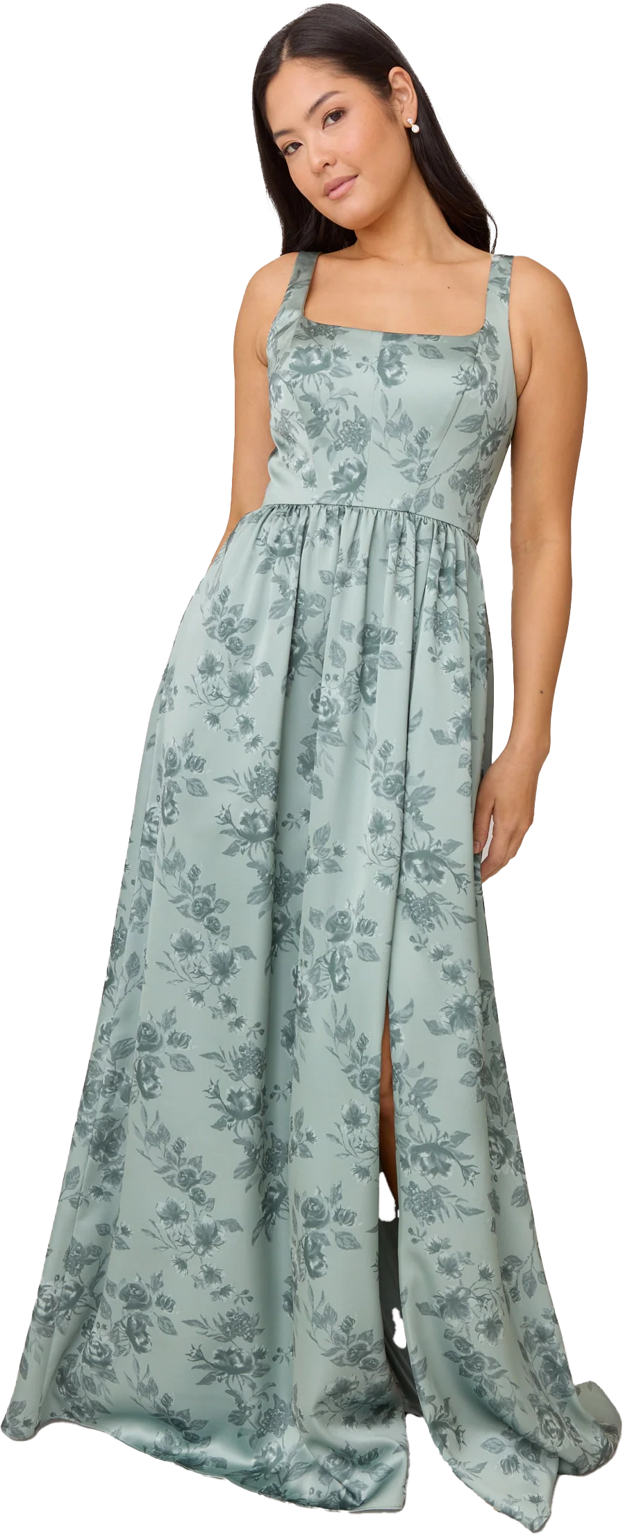 Whitney Satin Floral Print Dress | Made To Order - Image 107