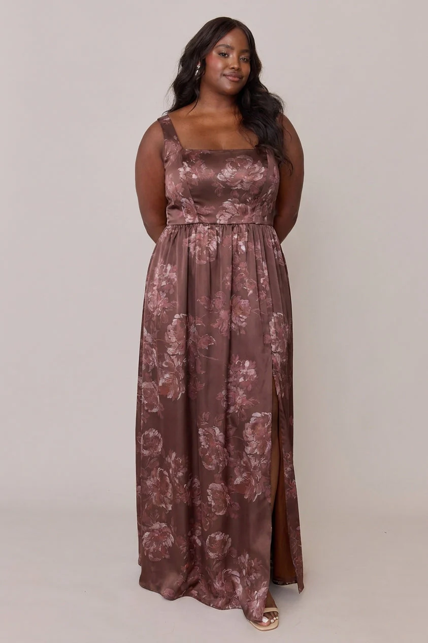 Whitney Satin Floral Print Dress | Made To Order - Image 147