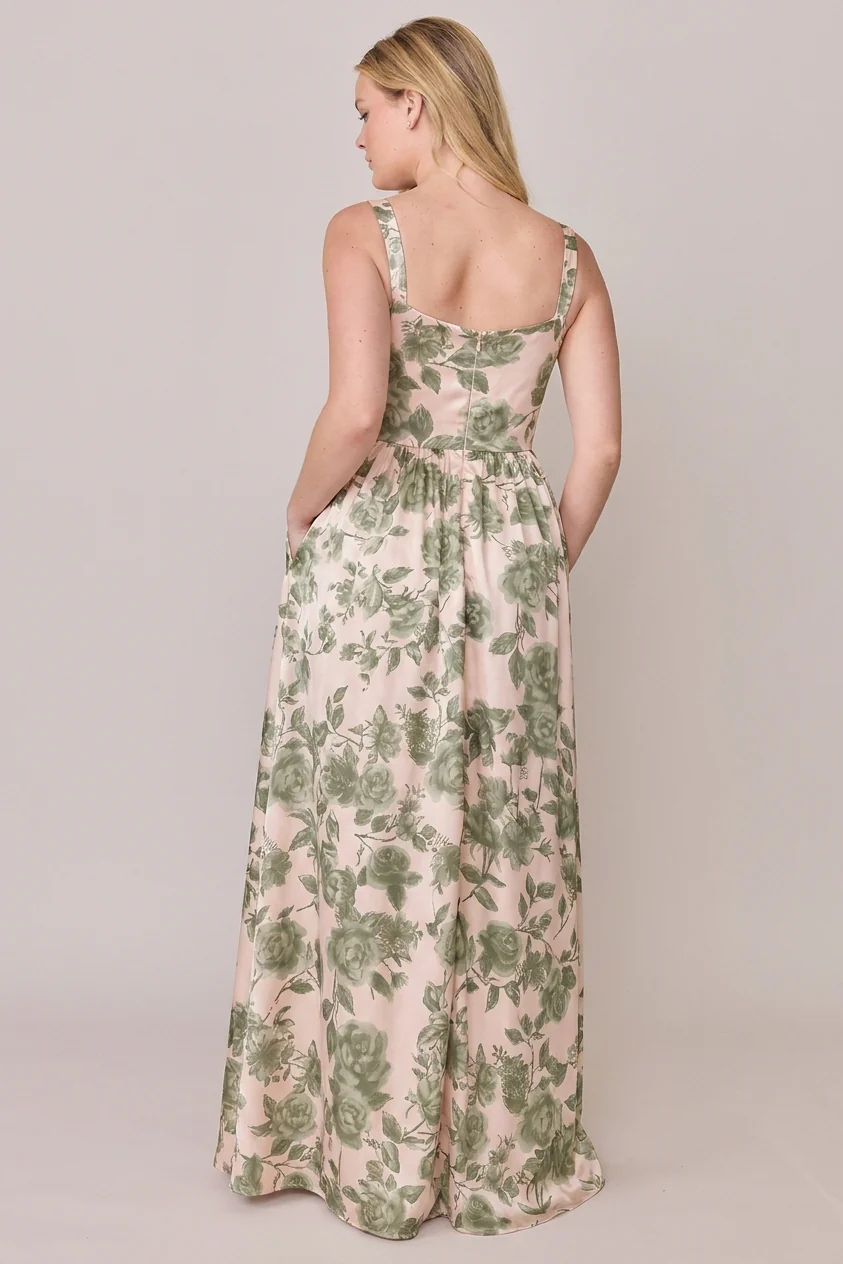 Whitney Satin Floral Print Dress | Made To Order - Image 150
